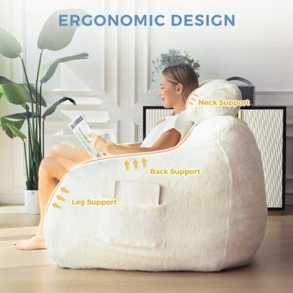 ⏰Today Olny RM29.9⏰MAXYOYO Giant Bean Bag Chair With Pillow,Fuzzy Fabric Fluffy And Comfy Bean Bag Sofa Large Bean Bag Chair Adult Size With Filler For Reading, Gaming - Image 4