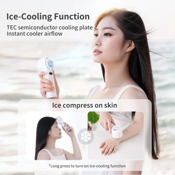 Simplus Handheld Fan Portable Bladeless Mini Fan with Ice-Cooling Function 100Level Adjustment Kipas Tangan 11H 4000mAh - Image 3