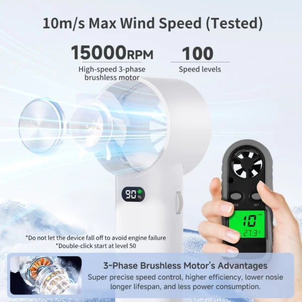 Simplus Handheld Fan Portable Bladeless Mini Fan with Ice-Cooling Function 100Level Adjustment Kipas Tangan 11H 4000mAh - Image 2