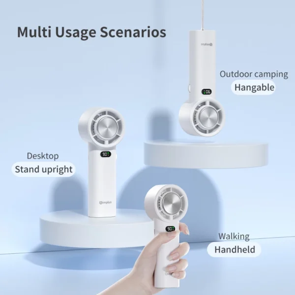 Simplus Handheld Fan Portable Bladeless Mini Fan with Ice-Cooling Function 100Level Adjustment Kipas Tangan 11H 4000mAh - Image 4