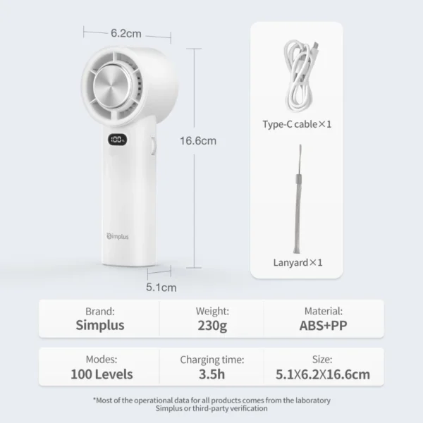 Simplus Handheld Fan Portable Bladeless Mini Fan with Ice-Cooling Function 100Level Adjustment Kipas Tangan 11H 4000mAh - Image 6